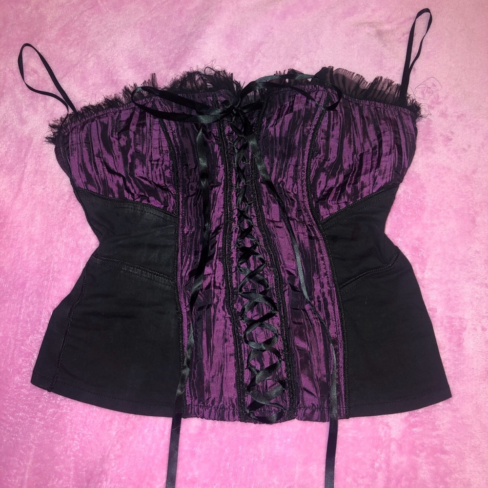 plum black and purple corset top